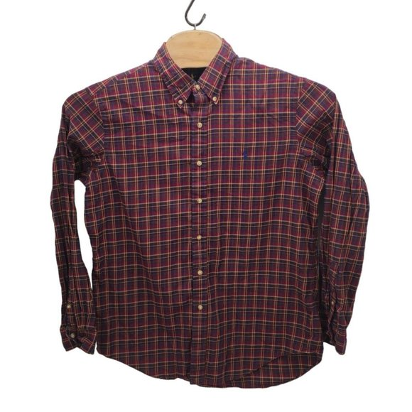 Ralph Lauren Mens Large Brown Plaid Long Sleeve Button Down Cotton Shirt Classic - Picture 2 of 11